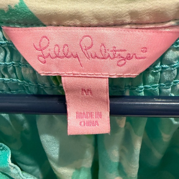 Lilly Pulitzer Elsa Top First Impressions Poolside Blue Silk Blouse Size Medium - Picture 4 of 4